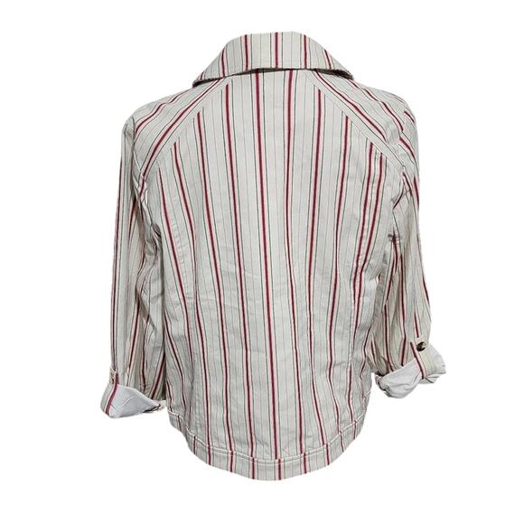 Chico's red and tan super cute nautical striped lined jacket size 1 medium - Picture 2 of 6